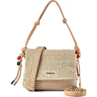 Desigual Bandolera HALF LOGO RAFFIA VENECIA mujer - Beige - única
