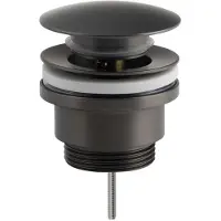 Hak Kit de desagüe para lavabo Sapho, 5/4", con sistema de apertura y cierre "clic-clak", tapón grande, rango de ajuste de 10-55 mm, color gun metal