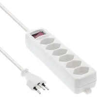 InLine 16451X, regleta de enchufes para Suiza, de 6 enchufes, con interruptor, 1,5 metros, color blanco
