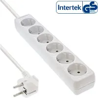 InLine Regleta de enchufes 16461V, con 6 tomas de corriente con conexión a tierra, 1,5 metros de longitud, color blanco