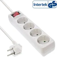 InLine 16445G, regleta de enchufes , con 4 tomas de corriente con conexión a tierra, con interruptor, 5 metros, color blanco