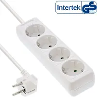 InLine 16443F, regleta de enchufes , con 4 tomas de corriente con conexión a tierra, cable de 3 metros, color blanco