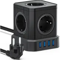 Voomy Power Cube S5, 2 metros, para uso interior, fabricado en ABS (acrilonitrilo butadieno estireno), policarbonato (PC), color , con certificación CE, y 5 tomas de corriente AC