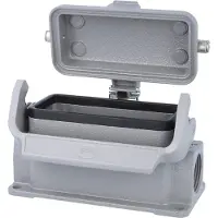 Harting Carcasa baja para conector Han 16B, con 2 salidas laterales para cables de M25, incluye 1 soporte longitudinal con tapa protectora de metal - 1 unidad