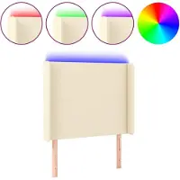 Syfax Cabecero con LED cuero sintético color crema 83x16x118/128 cm