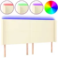 Syfax Cabecero con LED cuero sintético color crema 163x16x118/128 cm