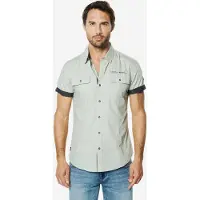 KOROSHI Camisa antracita / gris claro
