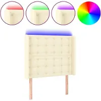 Syfax Cabecero con LED cuero sintético color crema 93x16x118/128 cm