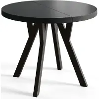 Alpi Möbel Mesa Comedor Extensible Redonda Ovo, Mesa Redonda Extensible, Tablero Laminado de 36 mm, 90 cm, Negro