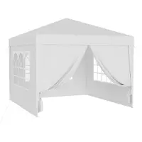Wiltec Pabellón de 3 x 3 metros en blanco, con protección UV 50+, pabellón de jardín con laterales desmontables, carpa para fiestas con ventanas, ideal para terrazas y festivales