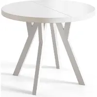 Alpi Möbel Mesa Comedor Extensible Redonda Ovo, Mesa Redonda Extensible, Tablero Laminado de 36 mm, 100 cm, Blanco
