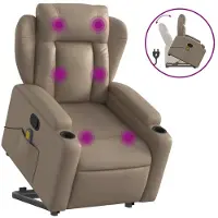 Syfax Sillón reclinable masaje pie cuero artificial color capuchino