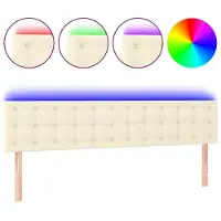 Syfax Cabecero con LED cuero sintético color crema 160x5x78/88 cm