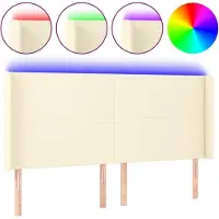 Syfax Cabecero con LED cuero sintético color crema 183x16x118/128 cm