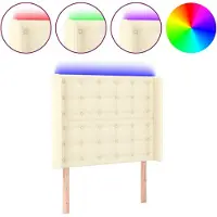 Syfax Cabecero con LED cuero sintético color crema 83x16x118/128 cm