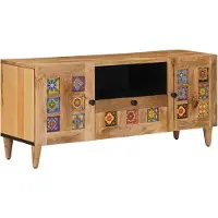 Syfax Mueble de TV Natural 105 x 33,5 x 46 cm Madera de mango maciza