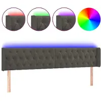 Syfax Cabecero con LED de terciopelo gris oscuro 203x16x78/88 cm