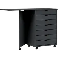 Syfax Cajonera con ruedas y escritorio MOSS madera maciza pino gris