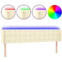 Syfax Cabecero con LED cuero sintético crema 183x16x78/88 cm