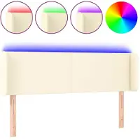 Syfax Cabecero con LED cuero sintético crema 147x16x78/88 cm