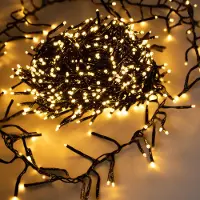 Spetebo Guirnalda de luces tipo "cluster" en color dorado suave - 1128 LEDs / 10,5 metros - Con enchufe de red, regulador de intensidad y temporizador (1128 LEDs)