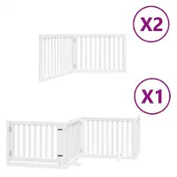 Syfax Puerta de perros plegable 8 paneles madera álamo blanca 640 cm
