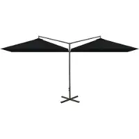 Syfax Parasol doble con mástil de acero, 600x300 cm, color negro