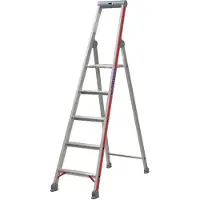 Hymer Escalera de apoyo con plataforma de la marca , de acceso por un solo lado, con 3 escalones, altura vertical de 1,25 metros, alcance máximo de 2,65 metros y peso de 4,0 kg