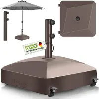 Tillvex Sonnenschirmständer GRAVIA mit Rollen & Bremsen Braun | Schirmständer befüllbar 37 Liter / 56 kg | Schirmgewicht Sonnenschirm & Marktschirm Ø 1,8-3,7m | Ampelschirmständer wetterfest