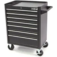 HBM carro de herramientas con 7 cajones, 66 cm, negro