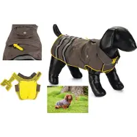 Beeztees Abrigo impermeable para perros , color: gris/amarillo, talla: 44 cm