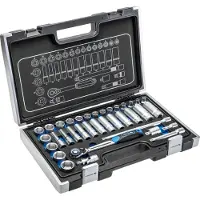 Högert Caja de herramientas de 36 piezas con trinquete reversible, juego de trinquetes HT1R465, maletín de herramientas de 3/8"