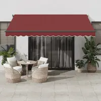 Prolenta Maison Exclusive: Toldo manual, 4 x 3 metros, color burdeos, 100% poliéster