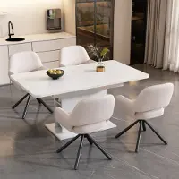 Flieks Juego de 4 sillas de comedor , sillas giratorias de 360°, sillas tapizadas para cocina y comedor con patas de metal, sillas para sala de estar o tocador con funda de sherpa
