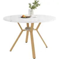 STILVORA : Mesa redonda de mármol para comedor, mesa de cocina, mesa auxiliar en forma de X con estructura de metal