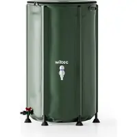 Wiltec , tanque plegable para recoger agua de lluvia de 250 litros con tapa, fabricado en PVC de 620 g/m², depósito de agua de lluvia con grifo, depósito de agua para jardín con conexión para manguera
