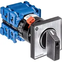 Kraus & Naimer Interruptores de transferencia , 0, 2 polos, 60°, fijación central, Ith=20A, P=5,5 kW (AC-3, 400V AC), 2x2,5 mm², 1 unidad.