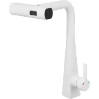 StarTech.com Grifo de cocina – Grifo extraíble – 3 tipos de chorro – Caño giratorio – Manguera flexible – Para cocina, baño y hostelería – Blanco