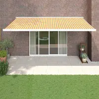 Prolenta Maison Exclusive - Toldo manual de 5 x 3 metros, con rayas amarillas y blancas, 100% poliéster