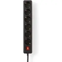 Nedis EXSO615F2BK, Interior, IP20, Negro, 6 enchufes de corriente alterna, 230 V, 3680 W