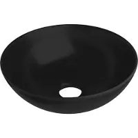 Syfax Lavabo de cuarto de baño redondo cerámica negro mate