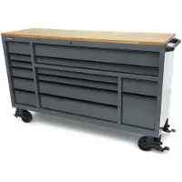 HBM Carro de herramientas, 14 cajones, 182 cm, gris