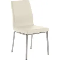 CLP Silla de comedor Colmar, con asiento de cuero sintético fácil de limpiar. Respaldo acolchado y estructura de acero inoxidable. Color: crema
