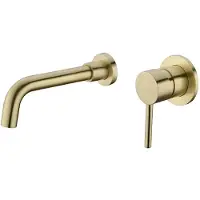 OEM Grifo de pared, de un solo mando, con caño giratorio de 360 grados, acabado en dorado cepillado, 210 mm
