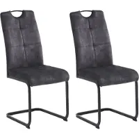 Sonstige Verlage Silla de comedor RENATA, juego de 2 unidades, gris oscuro, tapizada en tela, respaldo con asa de transporte, base giratoria de metal, capacidad de carga de 120 kg