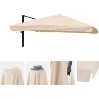 Mendler Funda de repuesto para toldo de lujo HWC-A96 con solapa, funda para parasol, 3x4 metros (diámetro 5 metros), poliéster, color crema
