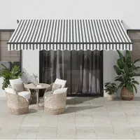 Prolenta Maison Exclusive: Toldo manual, 4 x 3,5 metros, con rayas grises y blancas