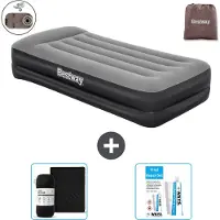 Bestway Colchón inflable - Para 1 persona - 97 x 191 x 46 cm - Gris - Incluye accesorios