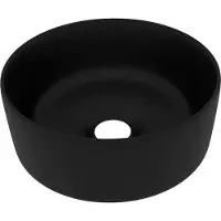 Syfax Lavabo de lujo redondo cerámica negro mate 40x15 cm
