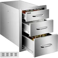 Vevor : Cajón para barbacoa, 3 compartimentos, 36x51 cm, cajón para parrilla de gas, acero inoxidable
